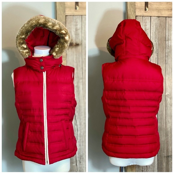 Ann Taylor Loft down puffer vest removable hood - Picture 11 of 12